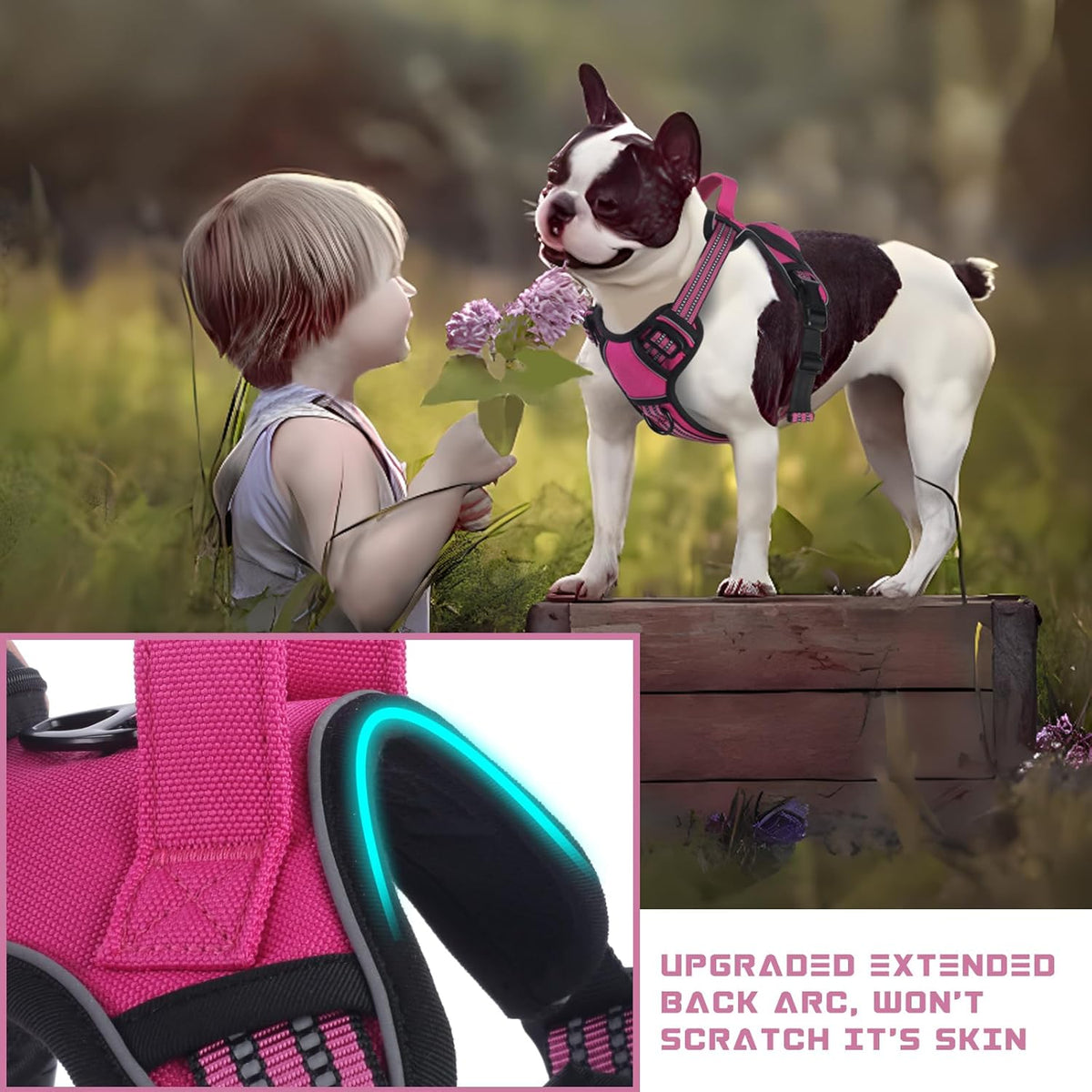 BUMBIN Dog Harness for Large Dogs, No Pull Adjustable No Choke Pet Vest with Dog Leash Fit Smart