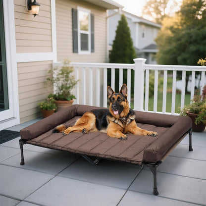 Veehoo Cooling Elevated Dog Bed Add Removable Waterproof Bolster Cushion Mat, Raised Pet Cot with