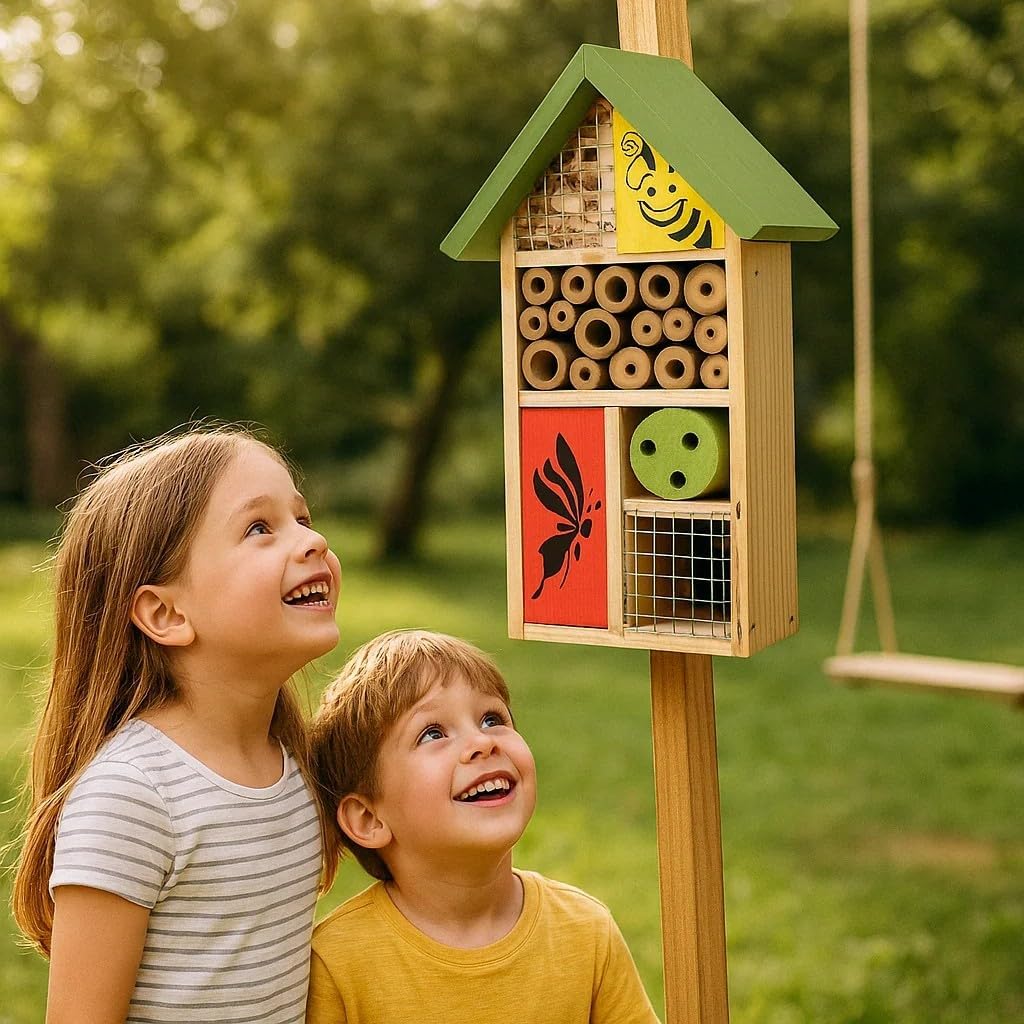 Premium Bug Hotel Kit Cedar Wood Insect Hotel Insect House - Backyard Bee House, Nesting Habitat
