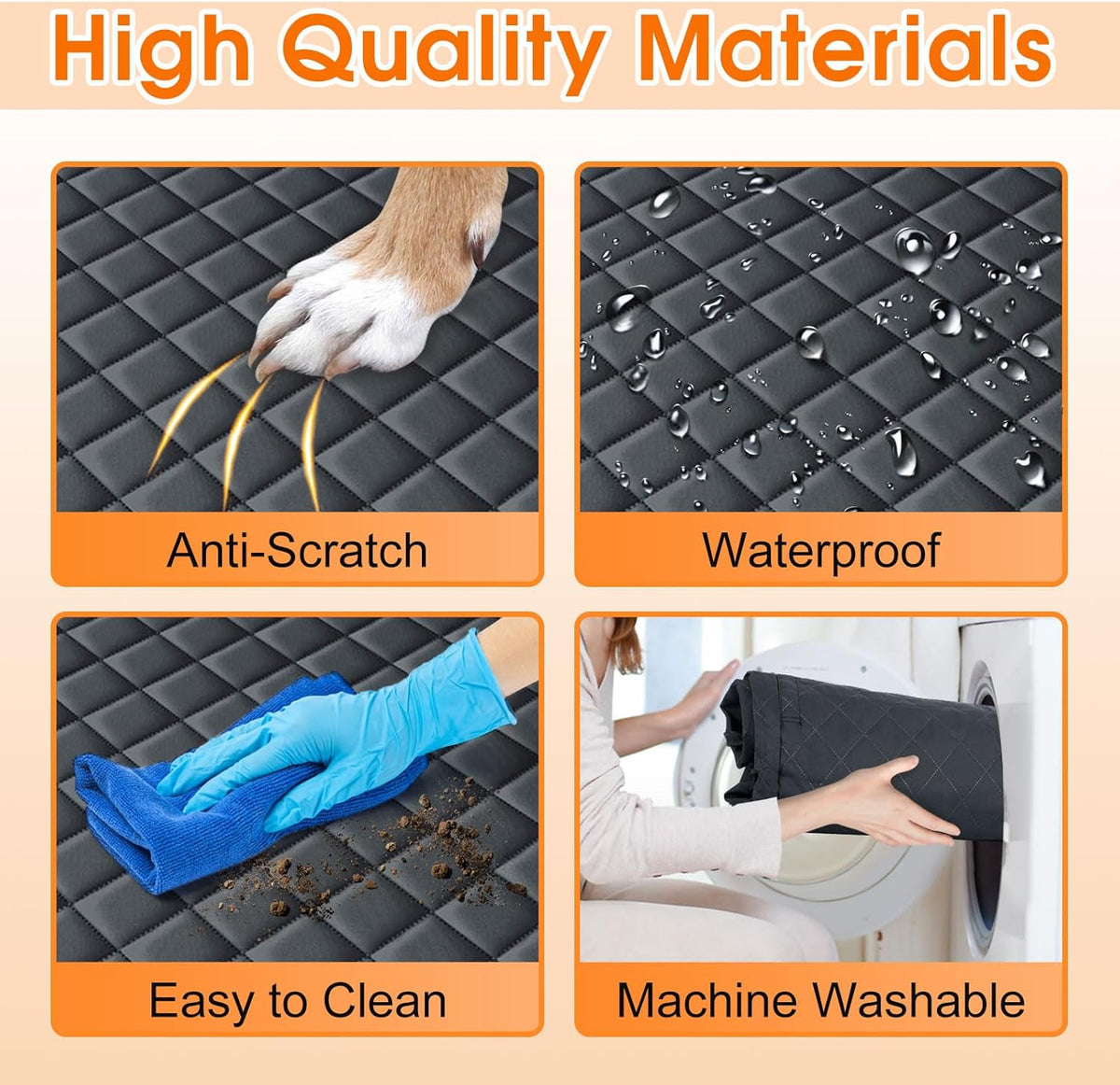 Dog Car Seat Cover, Durable Waterproof Scratch Proof Nonslip Dog Hammock, Back Seat Covers with