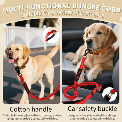 Heavy Duty Bungee Dog Leashes, 4-6FT Shock Absorbing Tactical Dog Leash with 2 Padded Handles