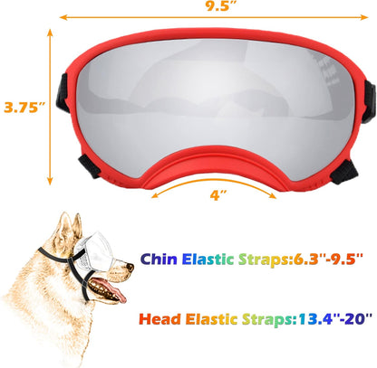 Large Dog Sunglasses with Adjustable Strap UV Protection, Winproof Puppy Sunglasses, Suitable for