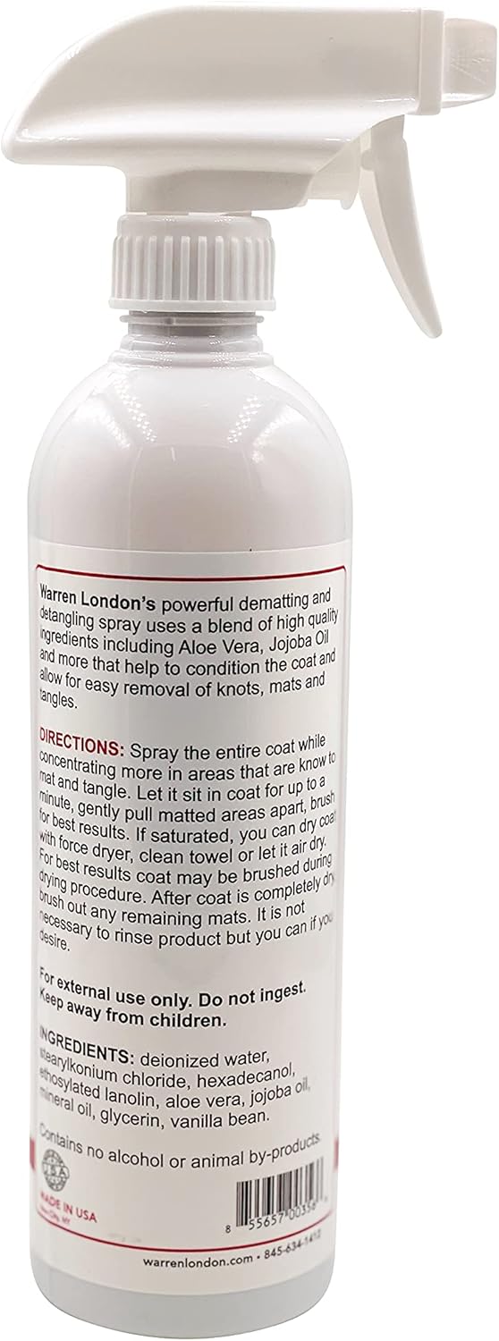 Warren London Dog Dematting & Detangling Spray | Groomer-Formulated Conditioner w/Aloe Vera &