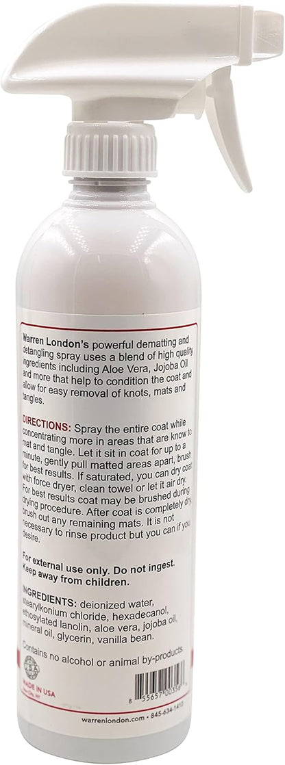 Warren London Dog Dematting & Detangling Spray | Groomer-Formulated Conditioner w/Aloe Vera &