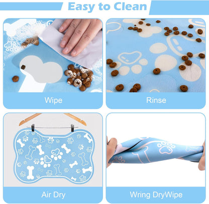 Dog Cat Mat for Food and Water,Rapid Absorbent Pet Feeding Mat, Bone Shaped Dog Placemat Bowl Mat