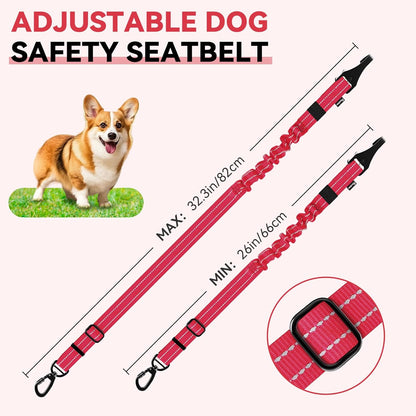 Pawaboo 2Pack Dog Seatbelt for Car, 3-in-1 Dog Seat Belt Bungee, Shockproof Dog Car Tether with