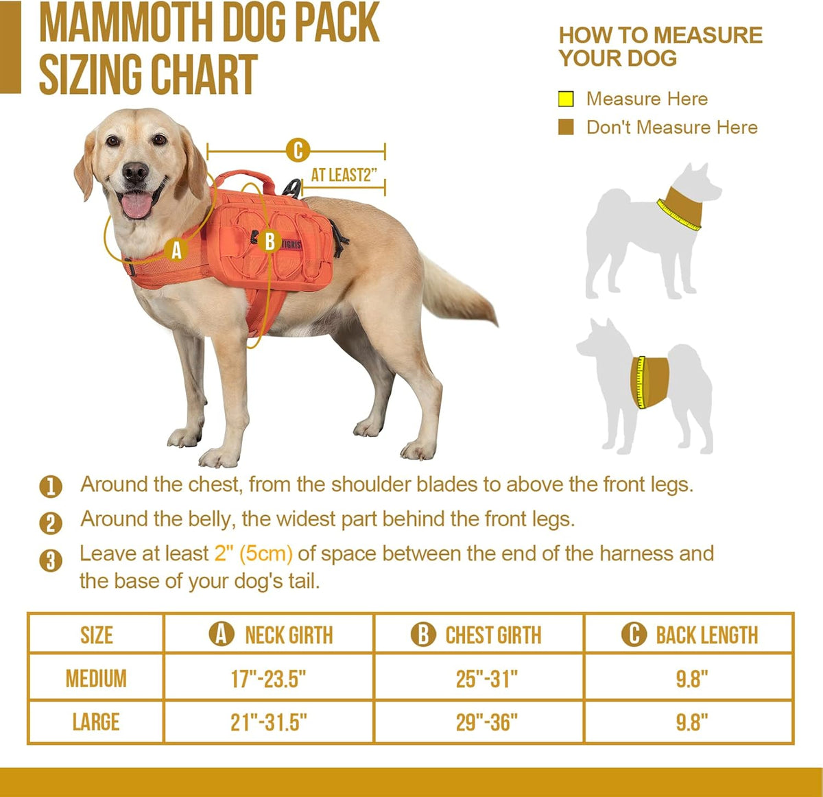 ONETIGRIS Dog Backpack for Medium & Large Dogs, Nylon Backpack for Dogs Tactical Pet Backpack with