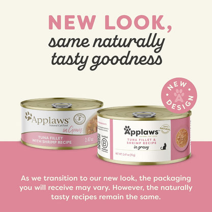 Applaws Natural Wet Cat Food in Gravy, Limited Ingredient Canned Wet Cat Food, No Additives, Made