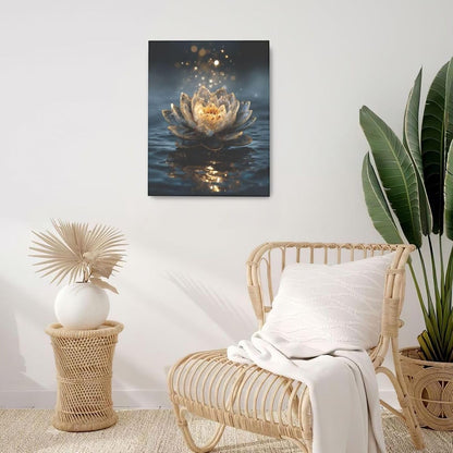 Zen Lotus Canvas Wall Art Mystical Lotus Bloom in Water Aesthetic Pictures Wall Decor Modern