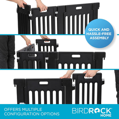 BIRDROCK HOME Dog Playpen w/Door, 12 Panel, 25.6in H | Strong Plastic, Non-Slip Puppy Playpen