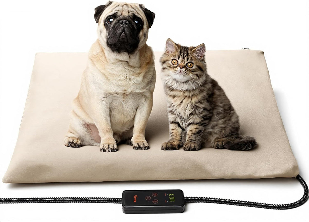 Toozey Pet Heating Pad, 6 Adjustable Temperature Dog Cat Heating Pad with Timer, Waterproof Heated