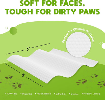 Lick-Safe Pet Wipes for Dogs & Cats - Vet-Approved & Hypoallergenic - Cleans Mud, Odors & Dander