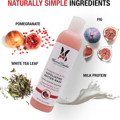 Warren London Exfoliating Butter Wash – Pomegranate & Fig Dog Shampoo, 8 oz | Cleans, Exfoliates &
