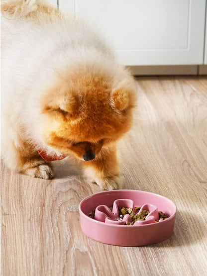 LE TAUCI Ceramic Slow Feeder Dog Bowls Small Breed, 0.6 Cups Dog Food Dish for Fast Eaters, Puzzle