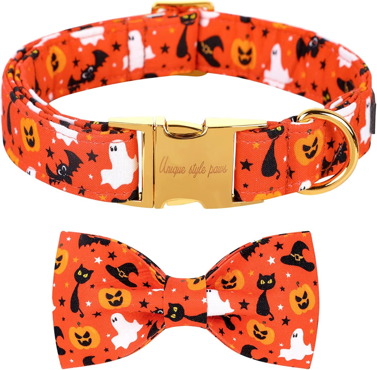Unique style paws Halloween Dog Collar with Bow Tie Cotton Adjustable Puppy Collar for Small Medium