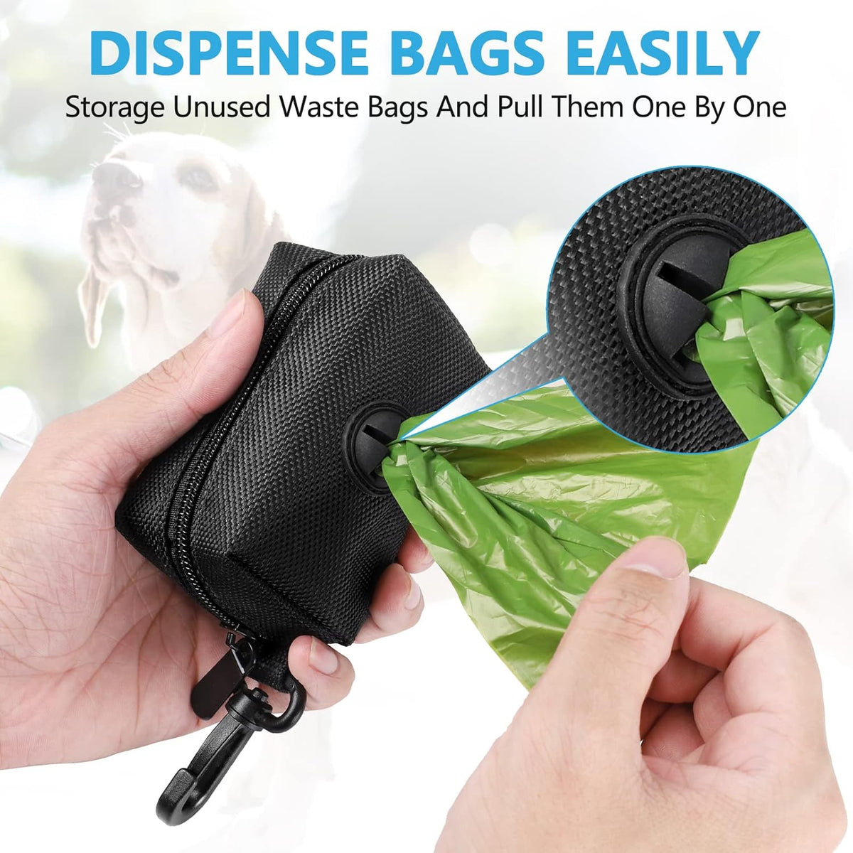 Dog Waste Bag Dispenser Pet Poop Bags Holder for Doggie Waste Bags Dispensers Soft Fabric Zipper