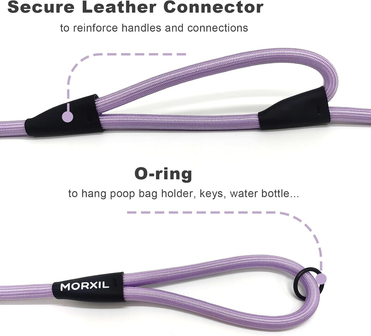 Rope Dog Leash with Two Handles, 6 Foot Heavy Duty Dog Leash with Aviation Aluminum Auto Locking