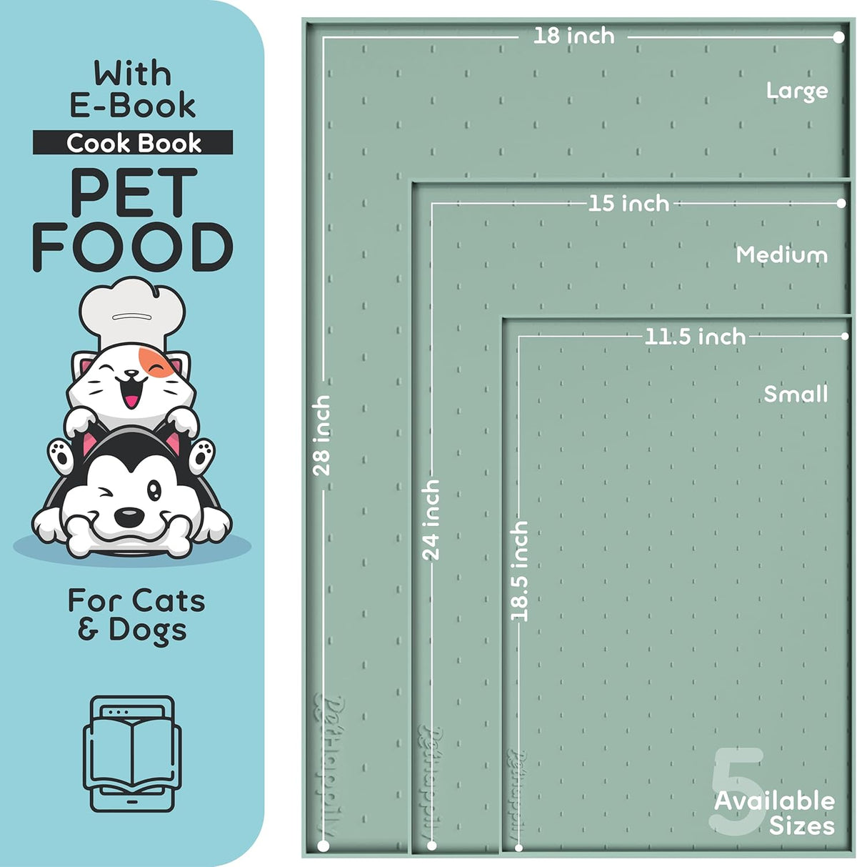 Dog Food Mat - 24x15 Raised Edges Dogs Mat for Food and Water Prevent Spill, Waterproof Cat Food