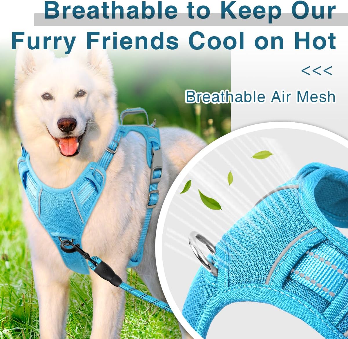 BARKBAY Dog Harness No Pull with ID Tag Pocket - Heavy Duty, Reflective, Easy Control for Large
