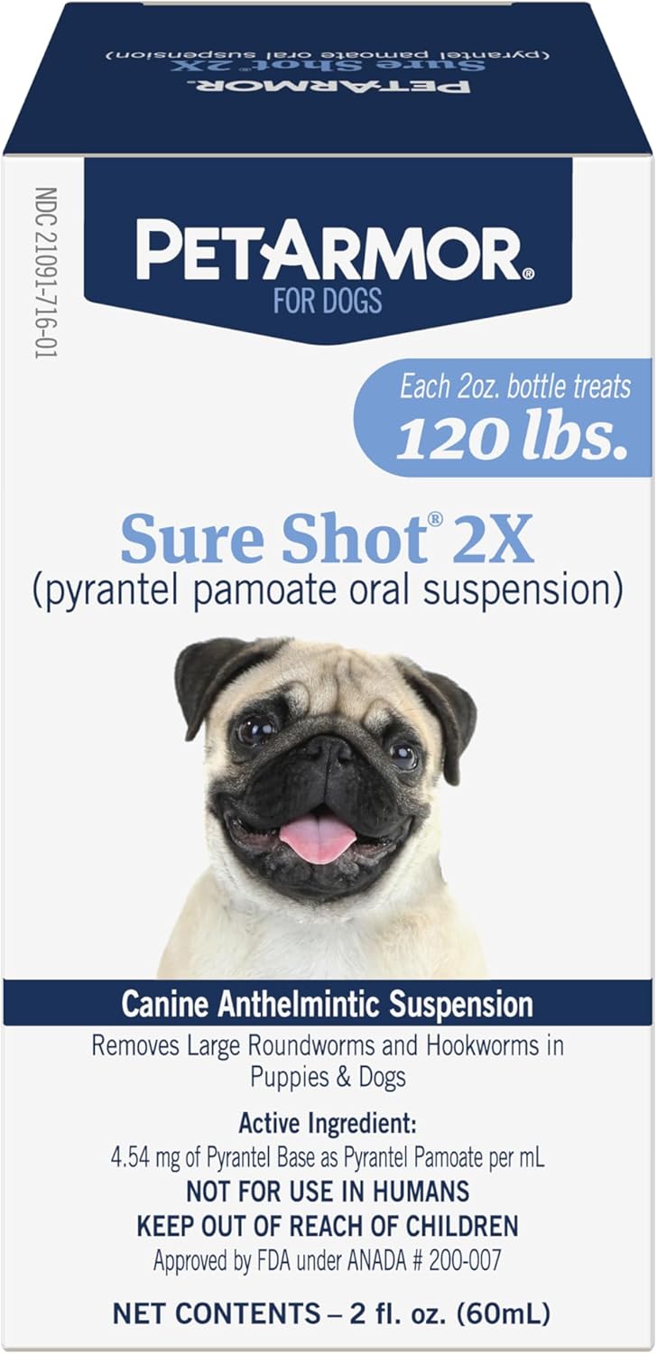 PetArmor Sure Shot Liquid De-Wormer for Dogs and Puppies, Liquid De-Wormer Treats Roundworms &