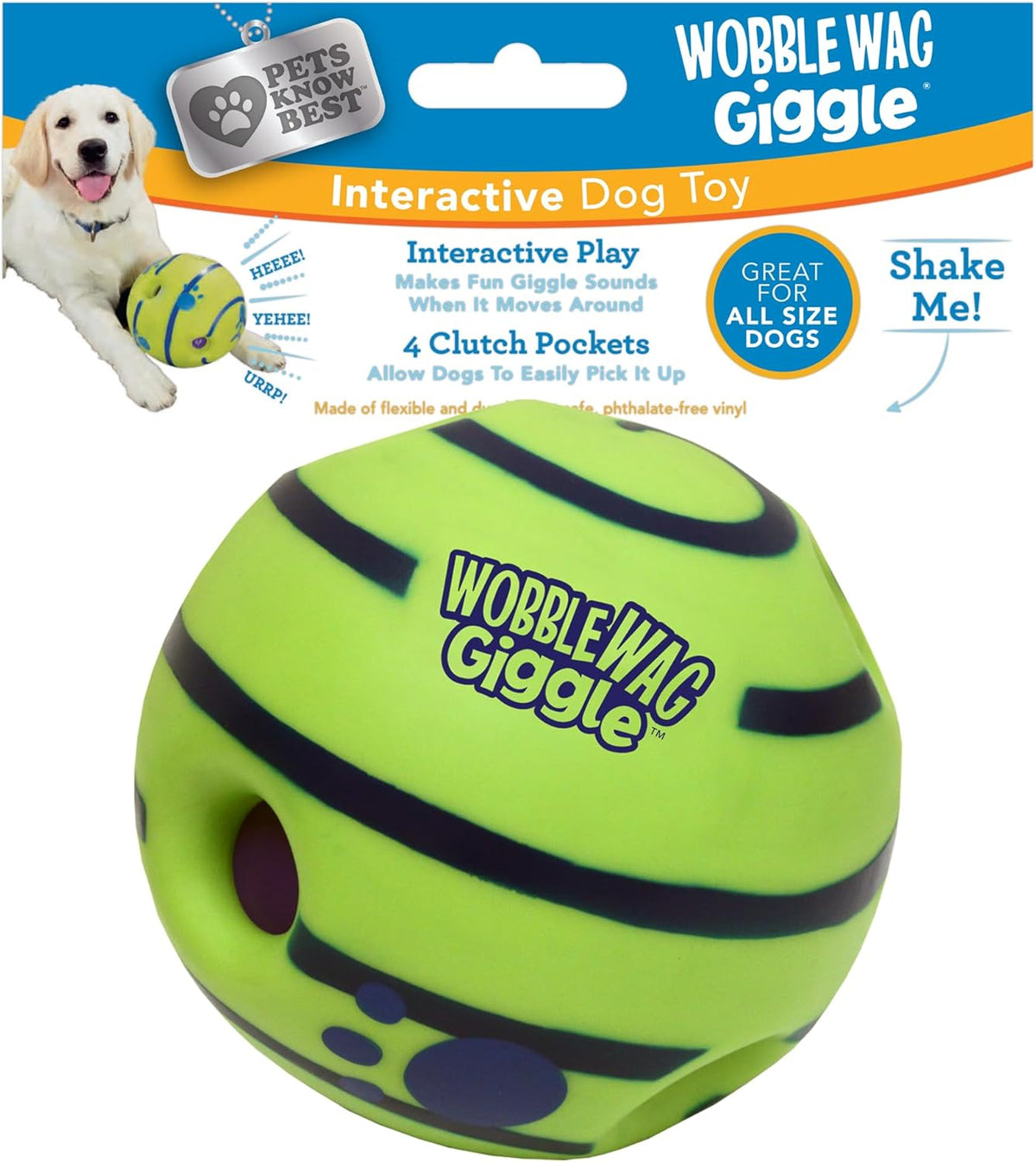 Wobble Wag Giggle Ball | Rolling Enrichment Toy for Fun Playtime, Interactive Play for Indoor or