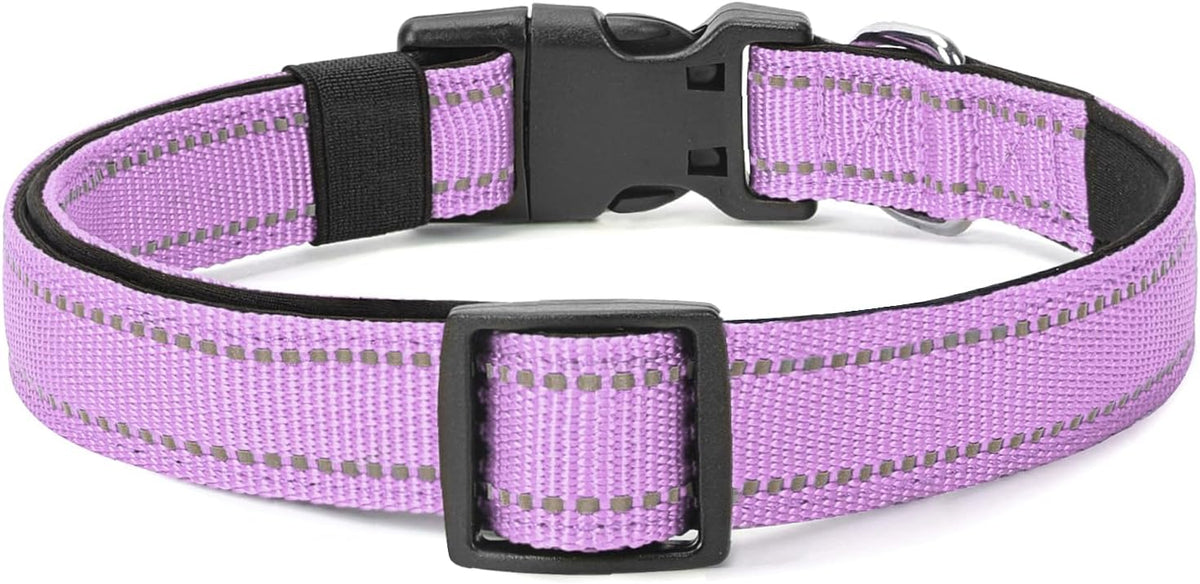 Reflective Dog Collar Padded with Soft Neoprene Breathable Quick Release Basic Dog Collars for