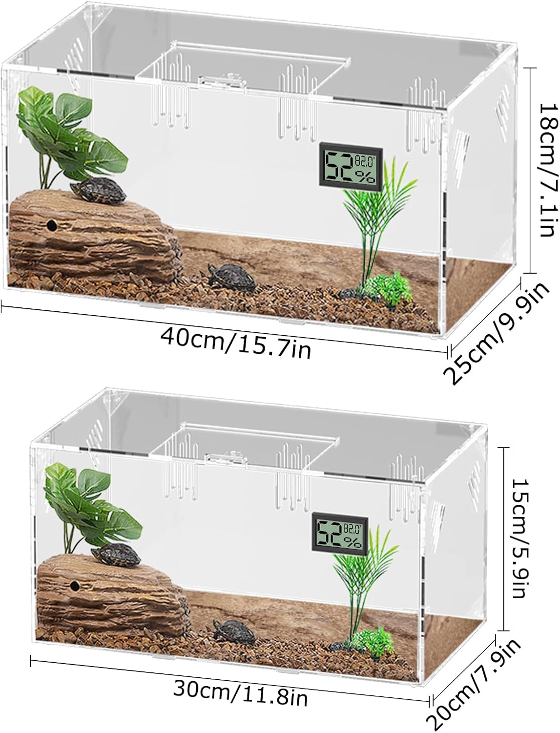 Acrylic Tarantula Enclosure, Reptile Terrarium Breeding Tank w/Temperature Hygrometer,Habitat