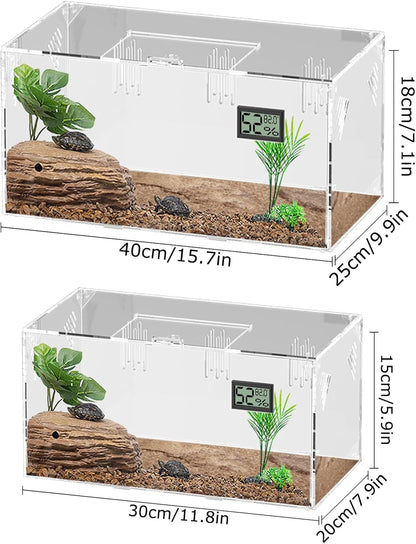 Acrylic Tarantula Enclosure, Reptile Terrarium Breeding Tank w/Temperature Hygrometer,Habitat