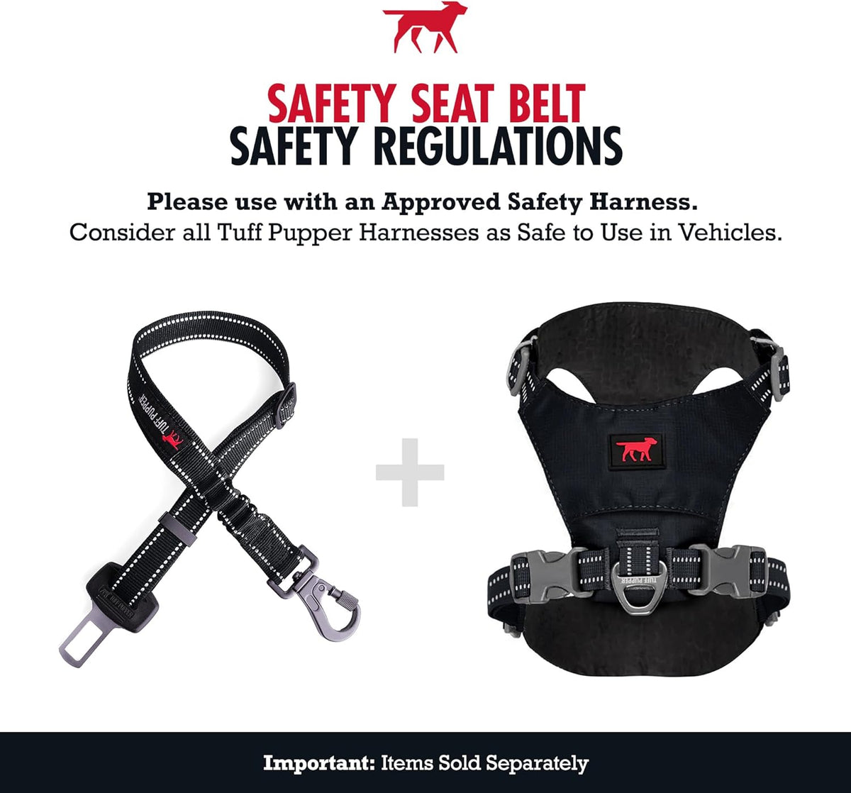 Tuff Pupper Dog Seat Belt | Adjustable Length Dog Seatbelt Restraint | Tangle-Free Locking