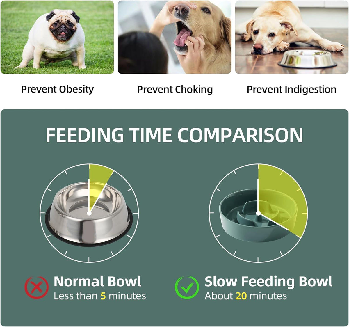 6.1inch Ceramic Dog Bowl Slow Feeder, Slow Dish for Small Dog, Wet and Dry Food Dish, Stop Bloat
