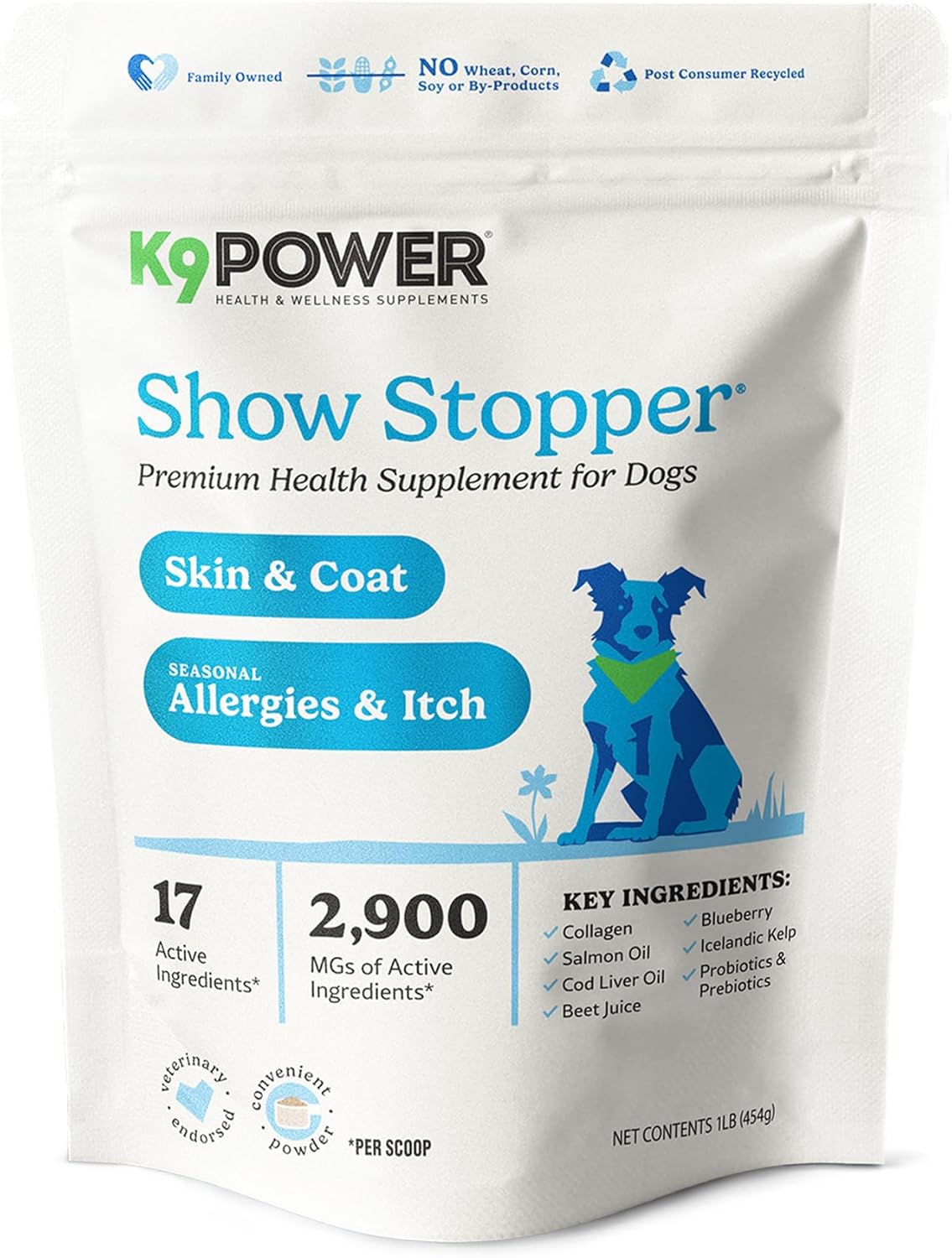 K9 Power Show Stopper for Dogs 1lb – Boosts Coat Shine & Promotes Healthy Skin Tone - Strengthens