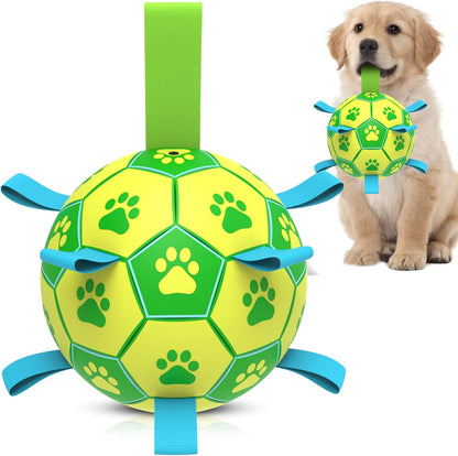 QDAN Dog Toys Soccer Ball, Dog Tug Toy, Water Toy, Durable Balls for Small Medium Dogs-Green