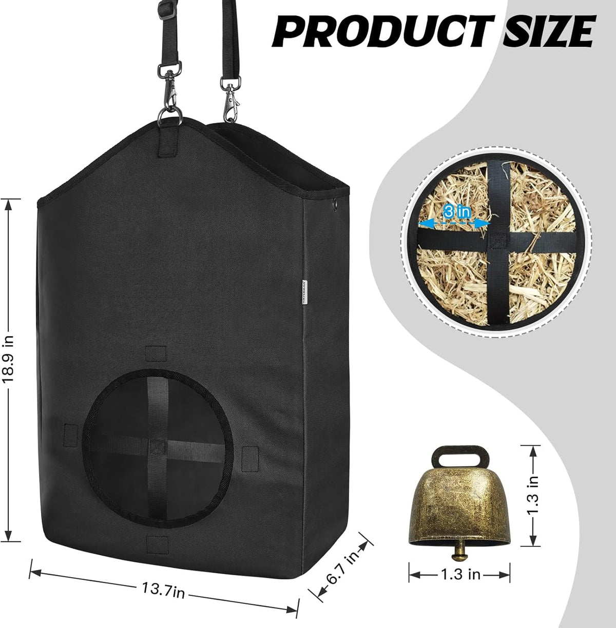 3 PCS Goat Hay Feeder,Hay Bags for Horses,Goats,Donkeys with Reinforced Oxford Fabric and High