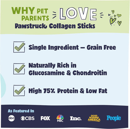 Pawstruck Natural 5-7" Beef Collagen Sticks for Dogs – Long-Lasting Rawhide Alternative, High