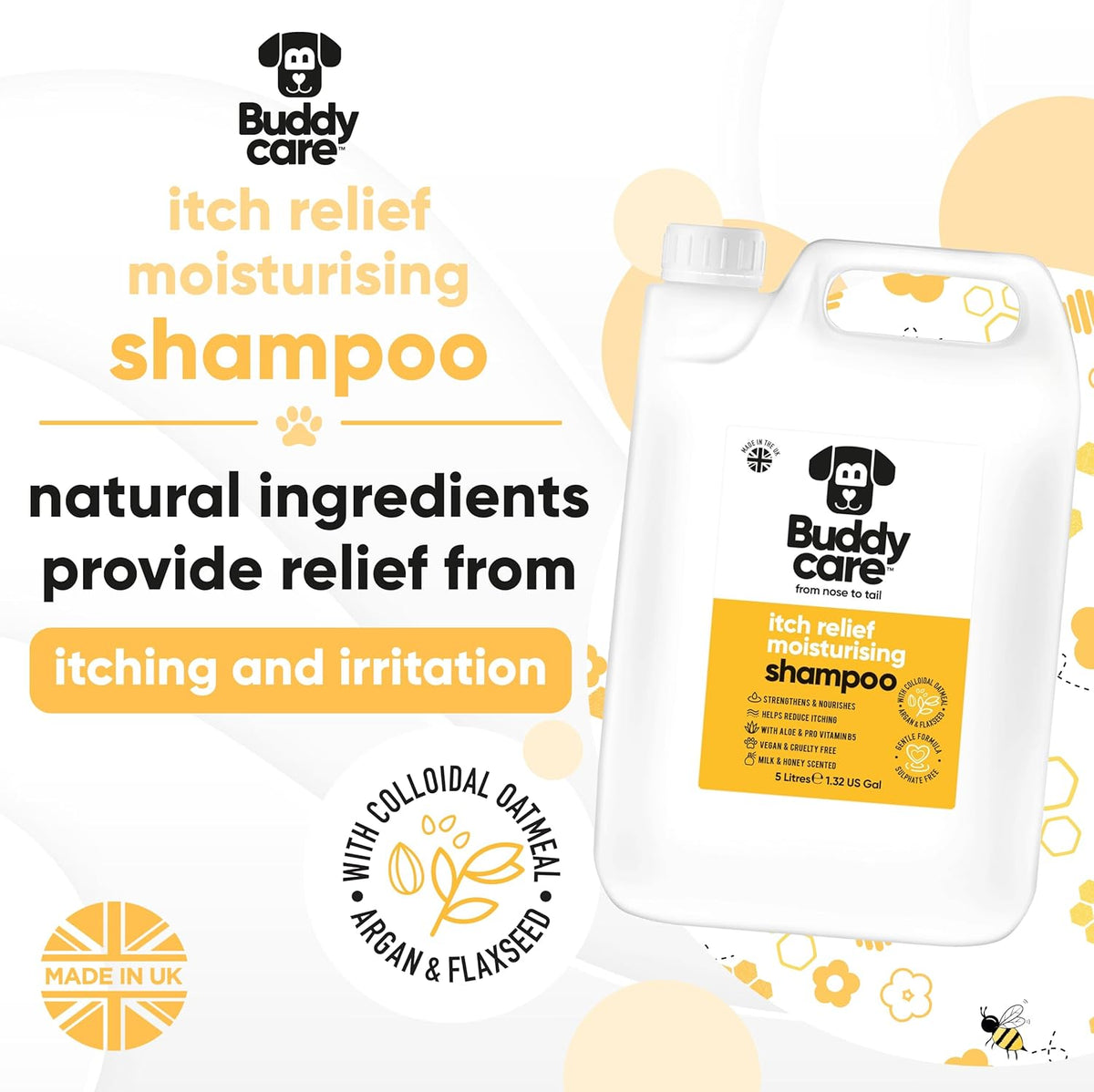 Itch Relief Dog Shampoo by Buddycare | Deep Cleansing Shampoo for Dogs | Fresh Scented | with Aloe