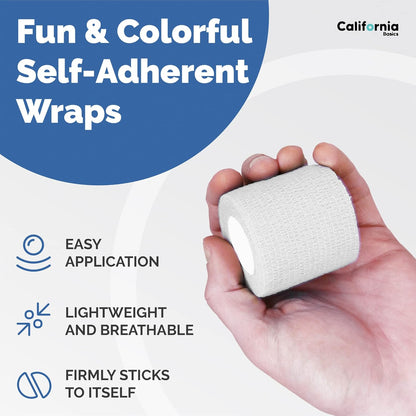California Basics Self Adhesive Bandage Wrap - Self Adhering Non Woven Cohesive Bandage Rolls