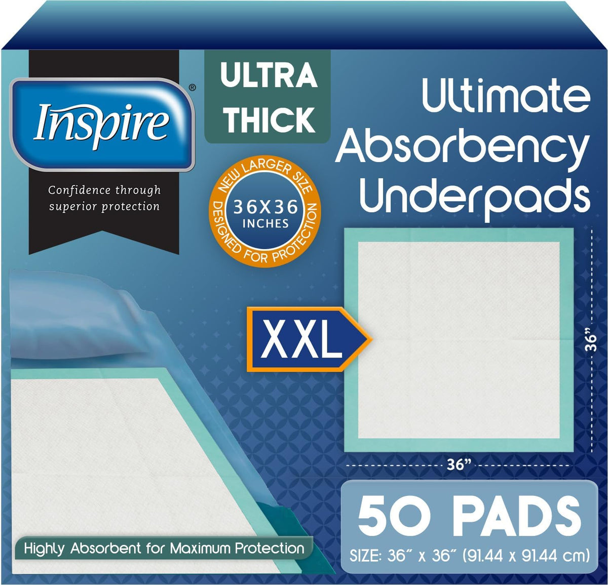 Inspire Extra Large Super Absorbent Disposable Bed Pads for Incontinence Ultra Thick and Absorbent