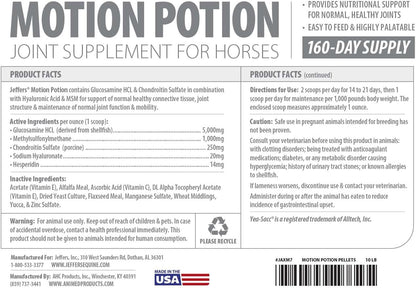 Jeffers Motion Potion Pellets Joint Supplement for Horses, 10 lb- Glucosamine, MSM, Chondroitin