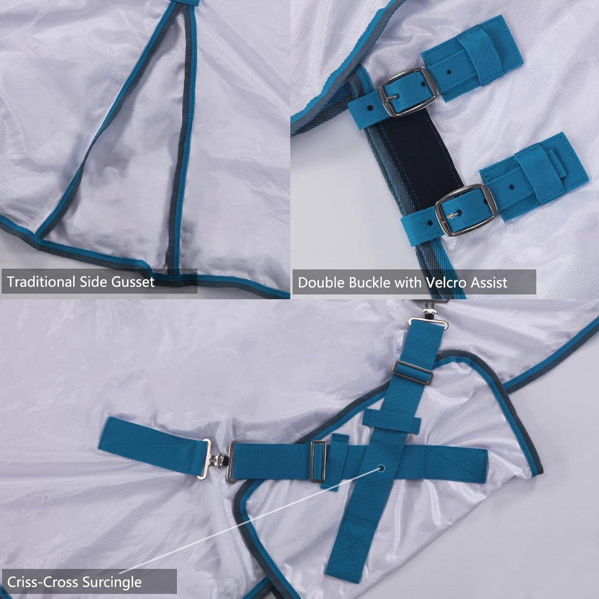 Horse Fly Sheet with Detachable Neck Cover & Belly Wrap, Adjustable Fly Sheet for Horses