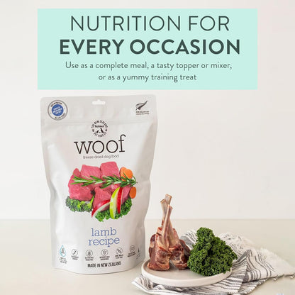 WOOF Freeze Dried Dog Food - Lamb Recipe, High Protein Dog Training Treats & Meals, Dog Food
