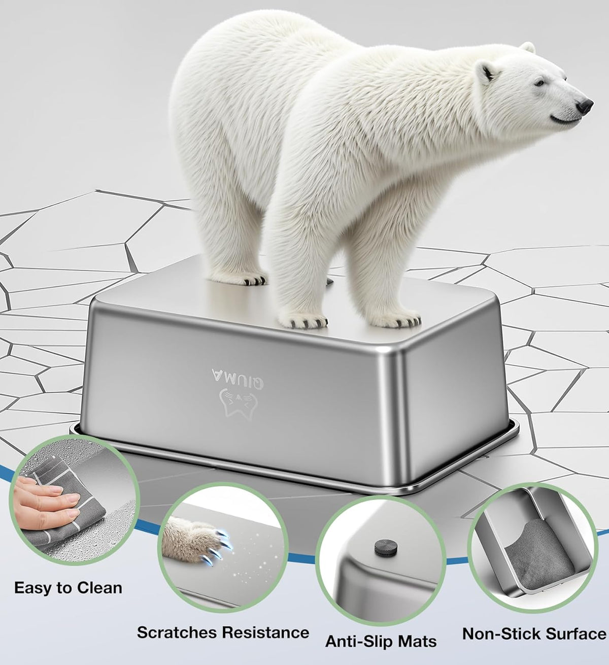 Stainless Steel Cat Litter Box, Metal Kitty Litter Box for Small Cats, Non-Stick, Easy to Clean