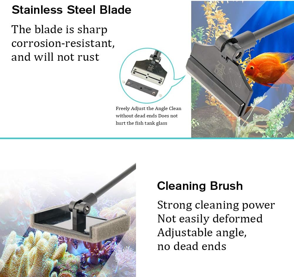 ZRDR Stainless Steel Algae Scraper Aquarium Cleaning Tool for Glass Aquariums, Including Algae