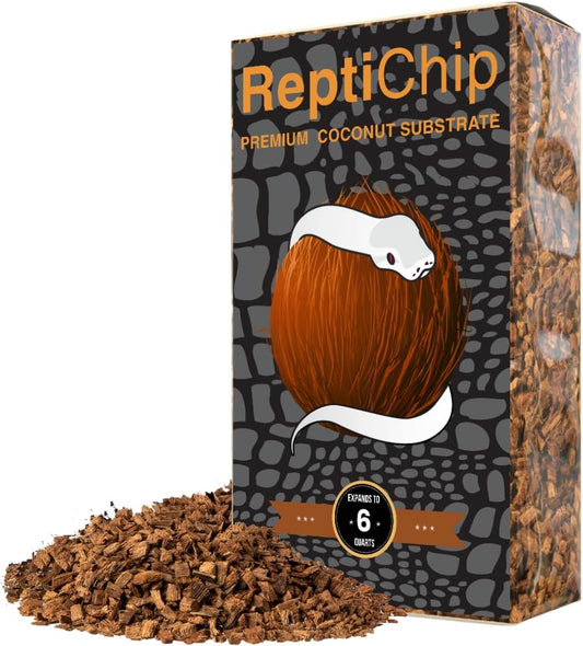ReptiChip Reptile Bedding Loose Coconut Chip 6 Quart Coco Husk Substrate Mulch for Snake Habitat