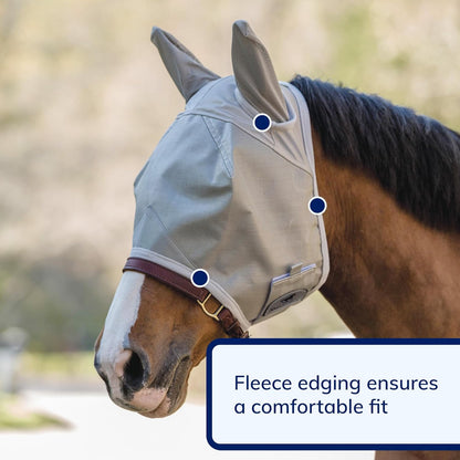 SmartEquine Fly Mask with UV Protection, Ears, and Mesh | Wide Secure Closure | UV Fly Mask for