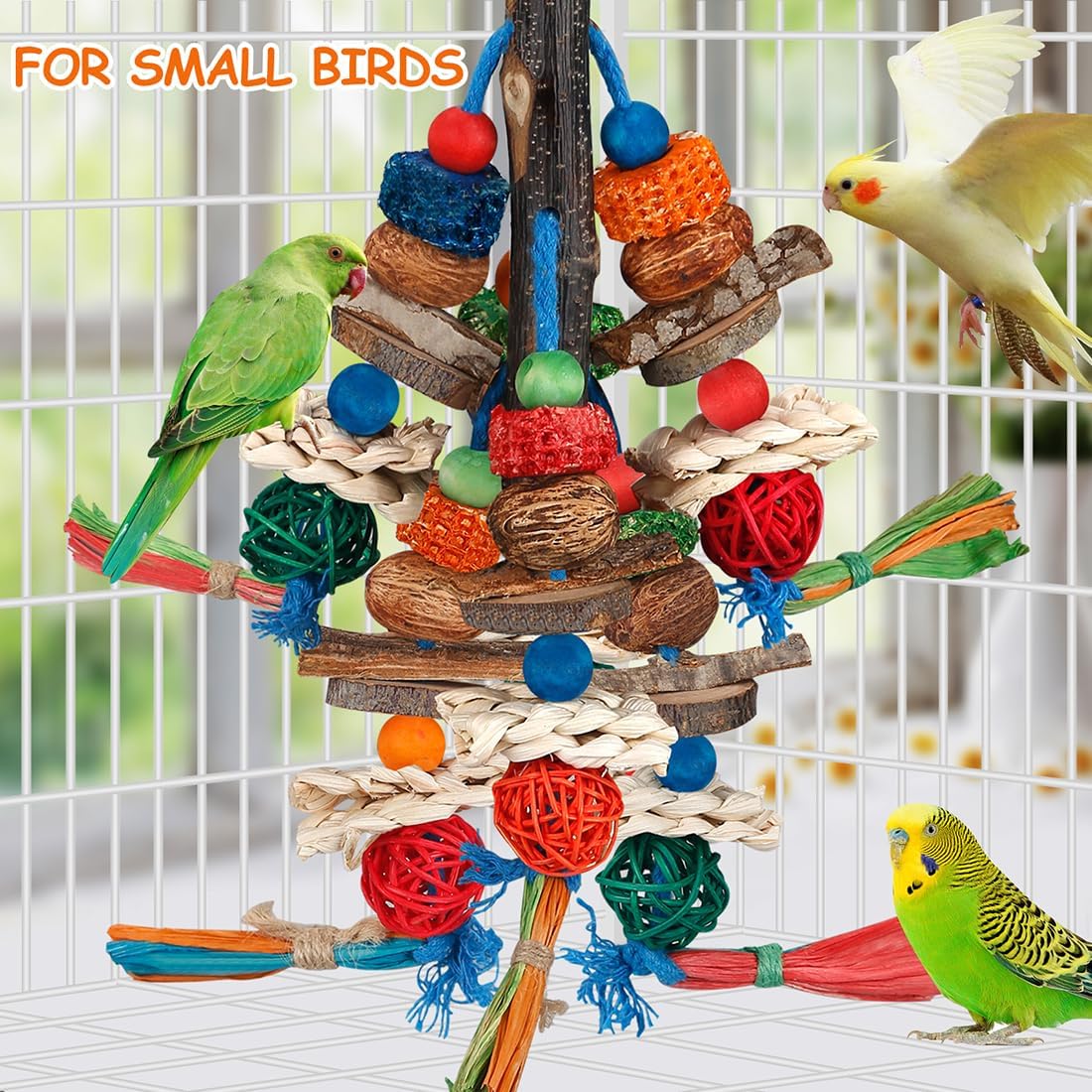 Bird Toys,Parrot Toys Exciting Chewing Fun for Parakeets,Cockatiels,Conures,Lovebirds,African Gray