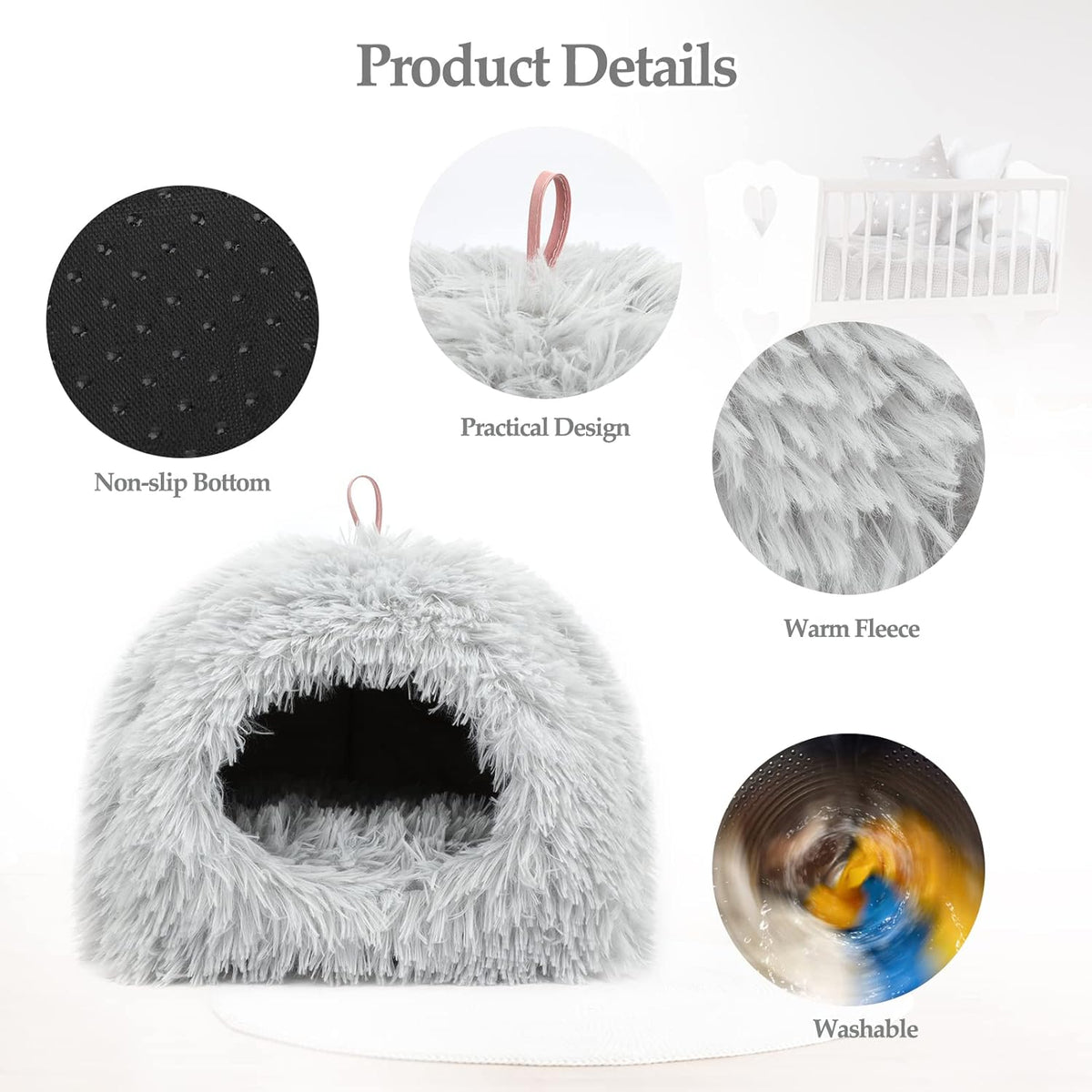 YUEPET Guinea Pig Bed Plush Calming Hideout, Warm Rabbit Hide for Hamsters Hedgehogs Ferrets Dwarf