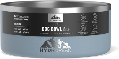Hydrapeak Dog Bowl; Non Slip Stainless Steel; Water and Food Dish; Large Sized and Small Dogs; 32oz