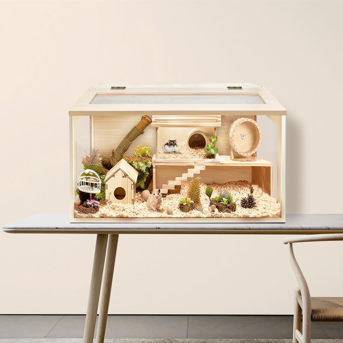 Prolee Hamster Cage Chew Proof, Mice and Rat Habitat Openable Top with Acrylic Sheets, Hamster