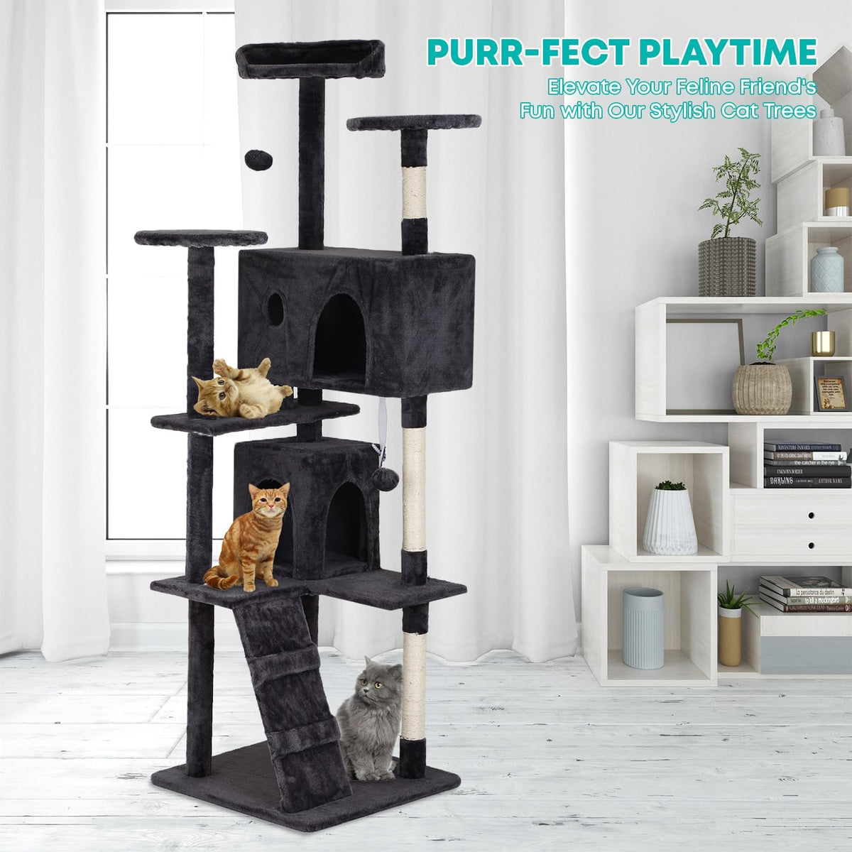 FDW Cat Tree 70in Cat Tower Multi-Level Durable Cat Scratching Post & Cozy Fun Cat Jumping Platform
