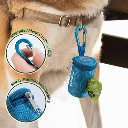 Dog Poop Bag Holder for Leash Doggie Waste Bag Dispenser Soft Fabric Puppy Potty Carrier Small